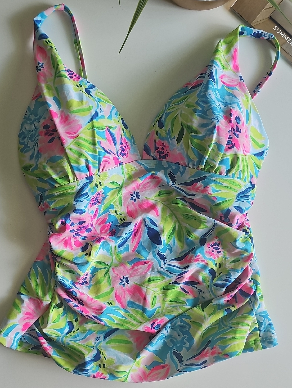 Stella Parker Floral Tankini Swim Top - Multi Waterlily - Picture 2 of 6